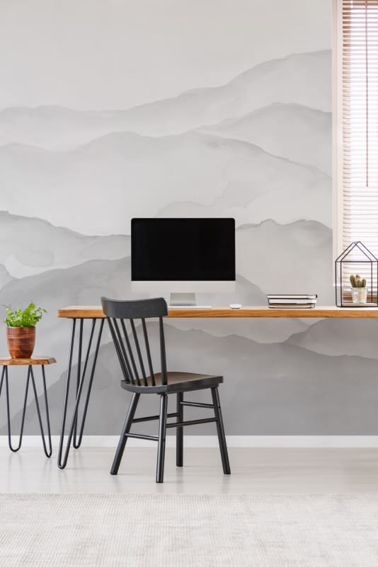 Hovia LA0649GE04W Cevenne Light Grey - mural w akwarelowe góry