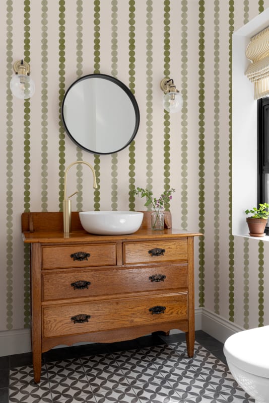 Hovia ST51117GR07W Bobble Green - mural w pasy z kropek