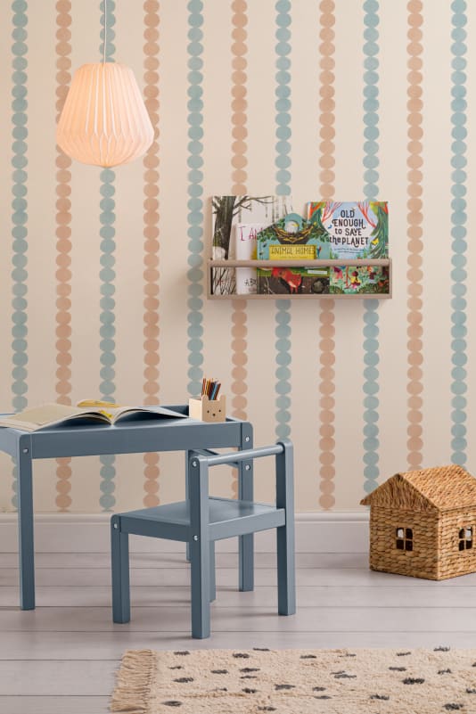 Hovia ST51119MU07W Bobble Pink & Blue - mural w pasy z kropek