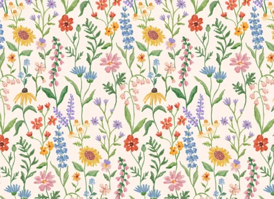 Hovia FL5858MU07W Honey Bee Neutral - mural w polne kwiaty