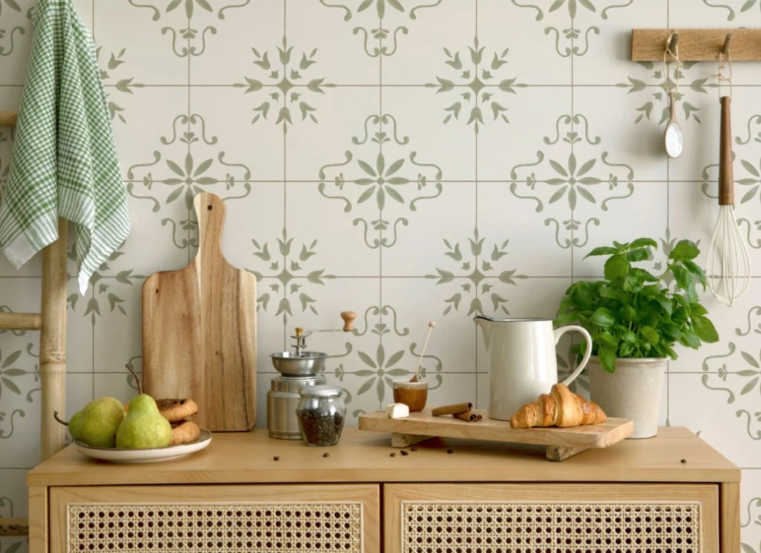 Hovia RP51094GR06W Azulejo Green - mural w płytki azulejos