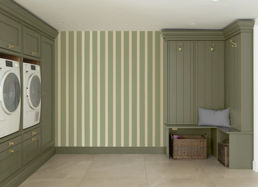 Hovia ST51135GR07W Ticking Green - mural w pasy