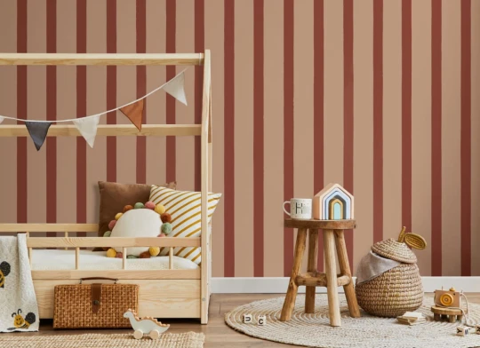 Hovia ST51137PI07W Ticking Pink & Red - mural w pasy