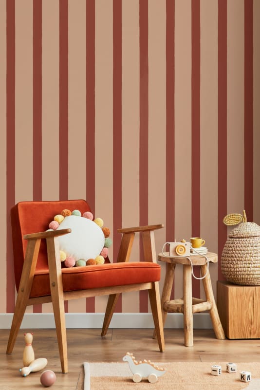 Hovia ST51137PI07W Ticking Pink & Red - mural w pasy