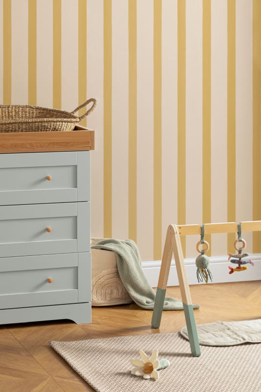 Hovia ST51138YE07W Ticking Yellow - mural w pasy