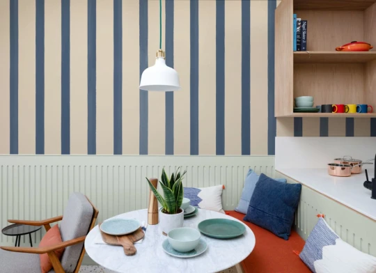 Hovia ST51139BU07W Ticking Blue - mural w pasy