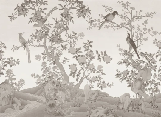 Hovia FL0804NE04W Yulan Gardens Neutral - mural w orientalny ogród z ptakami