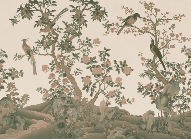 Hovia FL0807NE04W Yulan Gardens Classic - mural w orientalny ogród z ptakami