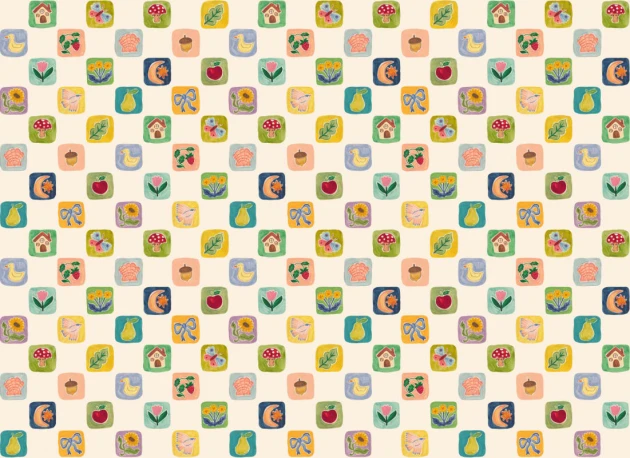 Hovia CH51106MU07W Patches Classic - mural dziecięcy w ilustrowany patchwork