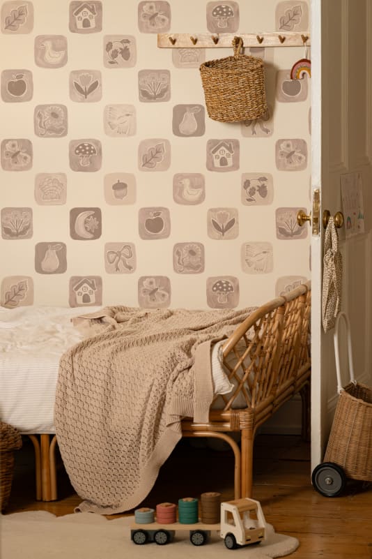 Hovia CH51107NE07W Patches Neutral - mural dziecięcy w ilustrowany patchwork