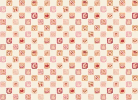 Hovia CH51108PI07W Patches Pink - mural dziecięcy w ilustrowany patchwork
