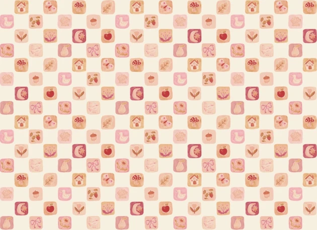 Hovia CH51108PI07W Patches Pink - mural dziecięcy w ilustrowany patchwork