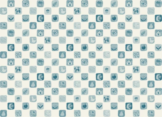 Hovia CH51109BU07W Patches Blue - mural dziecięcy w ilustrowany patchwork