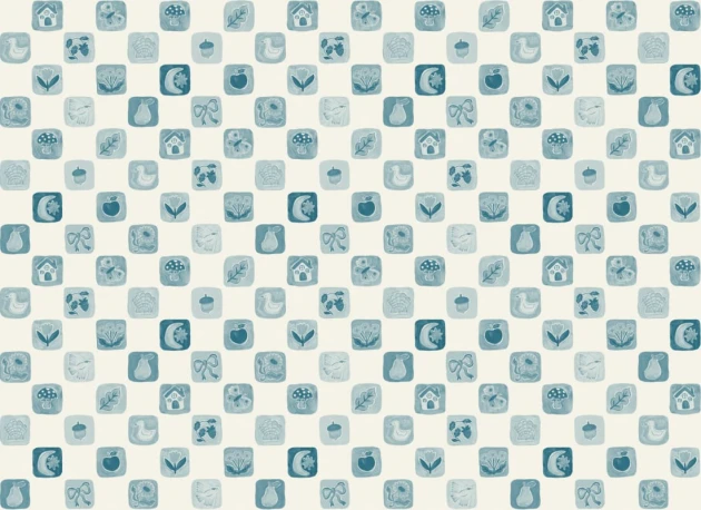 Hovia CH51109BU07W Patches Blue - mural dziecięcy w ilustrowany patchwork