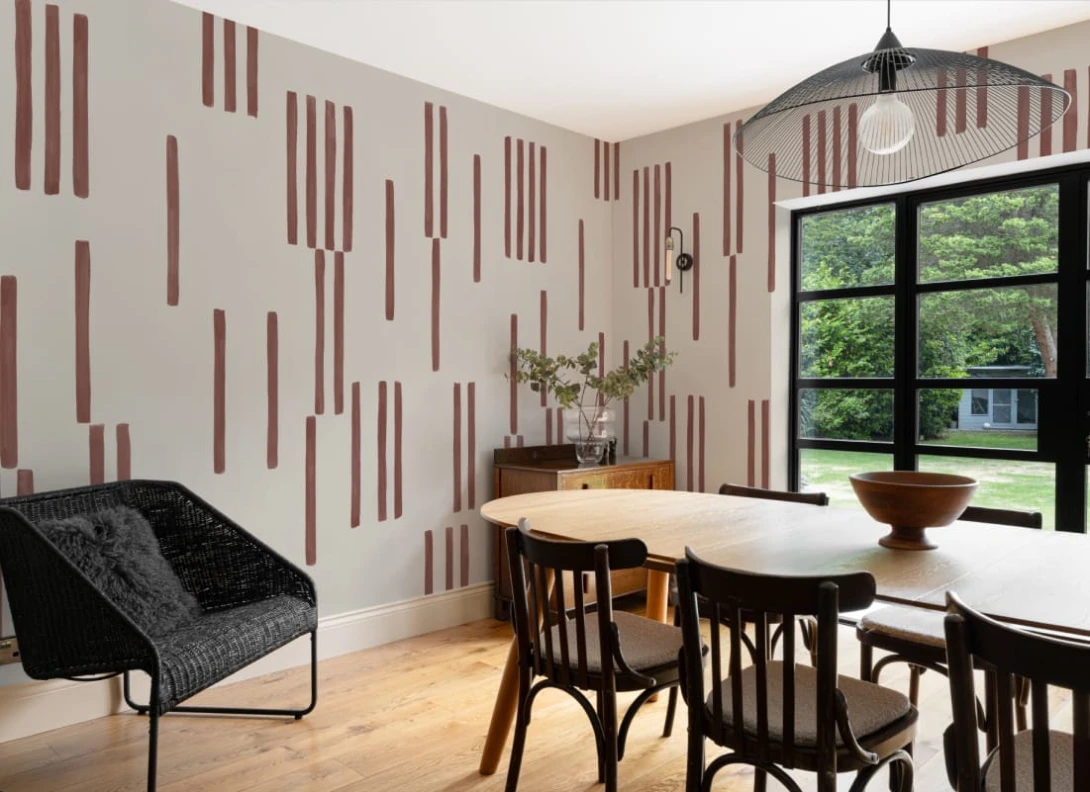Hovia ST0951NE04W Lineo Terracotta - mural w pionowe kreski