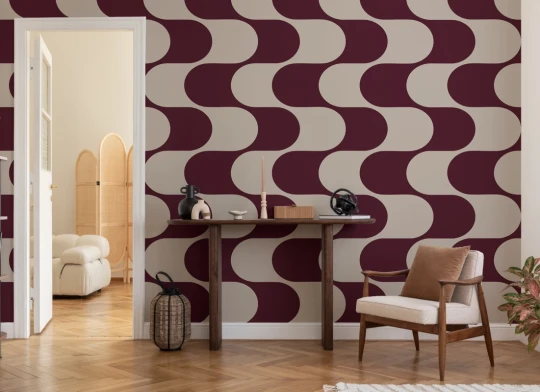Hovia GE51179PU03W Flux Burgundy - mural w fale retro