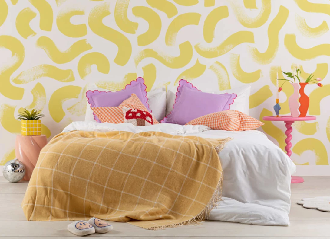 Hovia AB0018YE03W Wiggle Yellow - mural abstrakcyjny w pociągnięcia pędzla