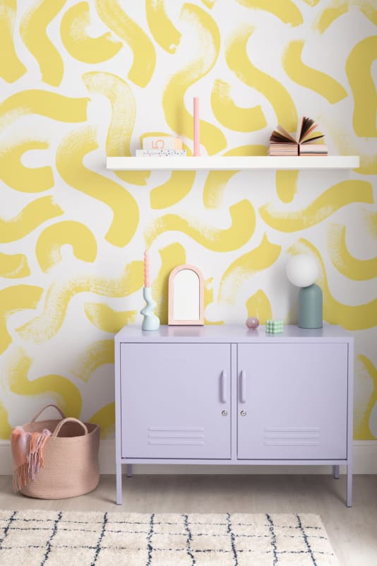 Hovia AB0018YE03W Wiggle Yellow - mural abstrakcyjny w pociągnięcia pędzla