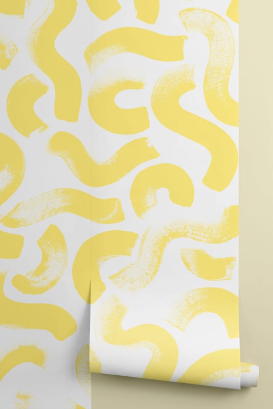Hovia AB0018YE03W Wiggle Yellow - mural abstrakcyjny w pociągnięcia pędzla