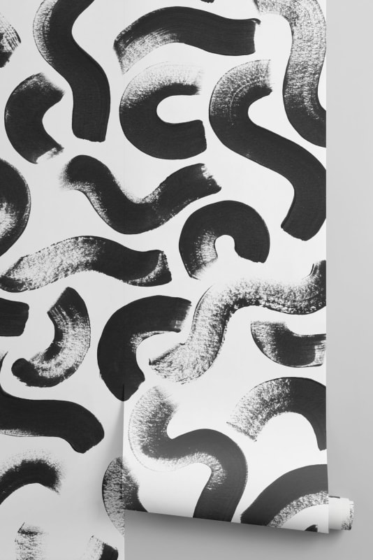 Hovia AB0026BW03W Wiggle - mural abstrakcyjny w pociągnięcia pędzla