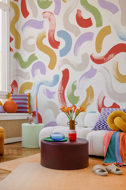 Hovia CH01027MU03W Wiggle Multi-Coloured - mural abstrakcyjny w pociągnięcia pędzla