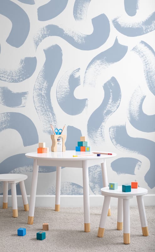 Hovia CH01028BU03W Wiggle Blue - mural abstrakcyjny w pociągnięcia pędzla