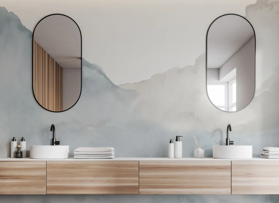 Hovia WA0833BU04W Tide Blue - mural abstrakcyjny akwarelowy