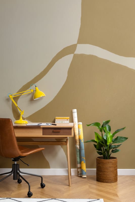 Hovia AB01001YE04W Moraine Mustard - mural abstrakcyjny