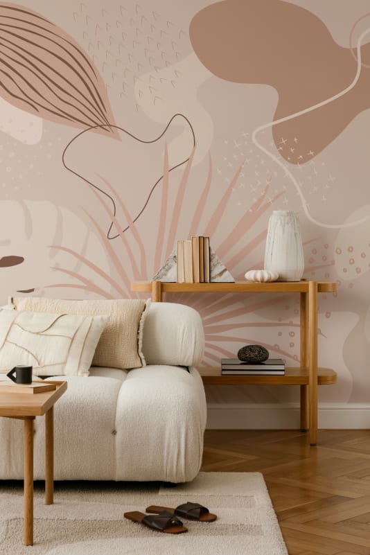Hovia TR01066NE04W Tahiti Pink - mural w abstrakcyjny wzór tropikalny