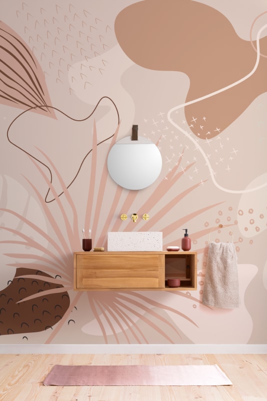 Hovia TR01066NE04W Tahiti Pink - mural w abstrakcyjny wzór tropikalny