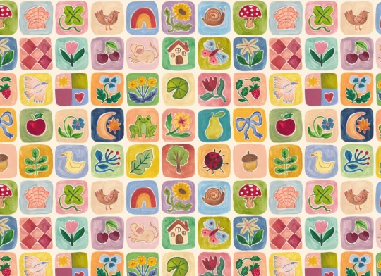 Hovia CH51105MU07W Quilt - mural dziecięcy w ilustrowany patchwork