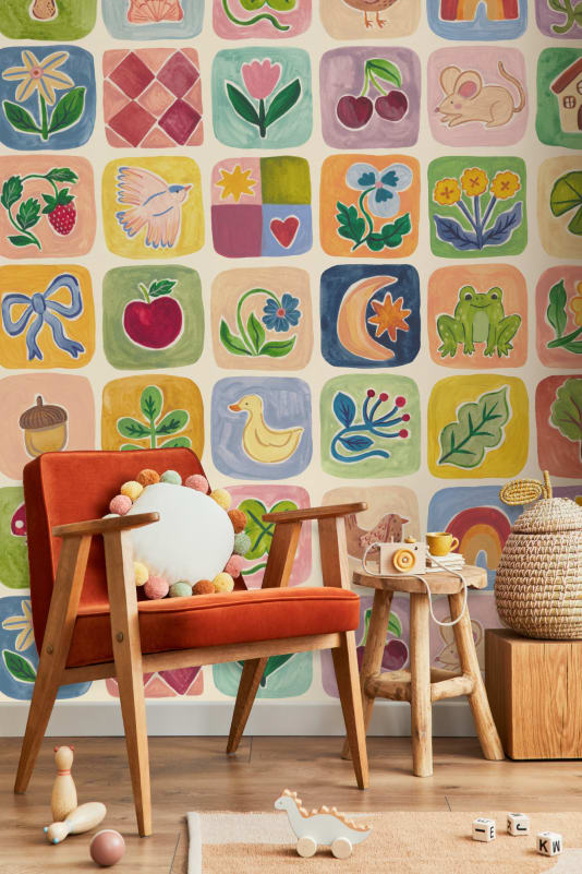Hovia CH51105MU07W Quilt - mural dziecięcy w ilustrowany patchwork