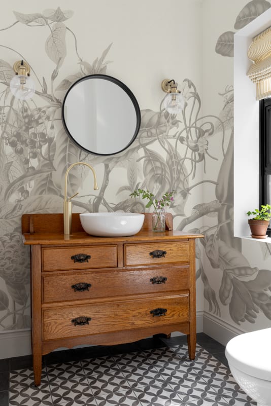 Hovia FL0943BW06W Tanglewood Grey - mural w egzotyczne kwiaty