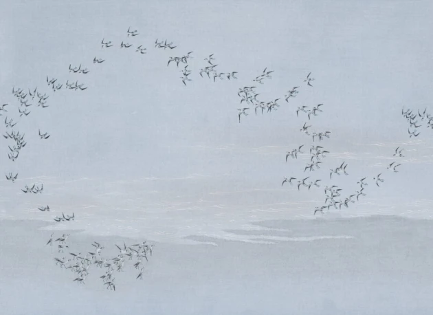 Hovia AN01209BU03W Flocking Blue - mural w ptaki