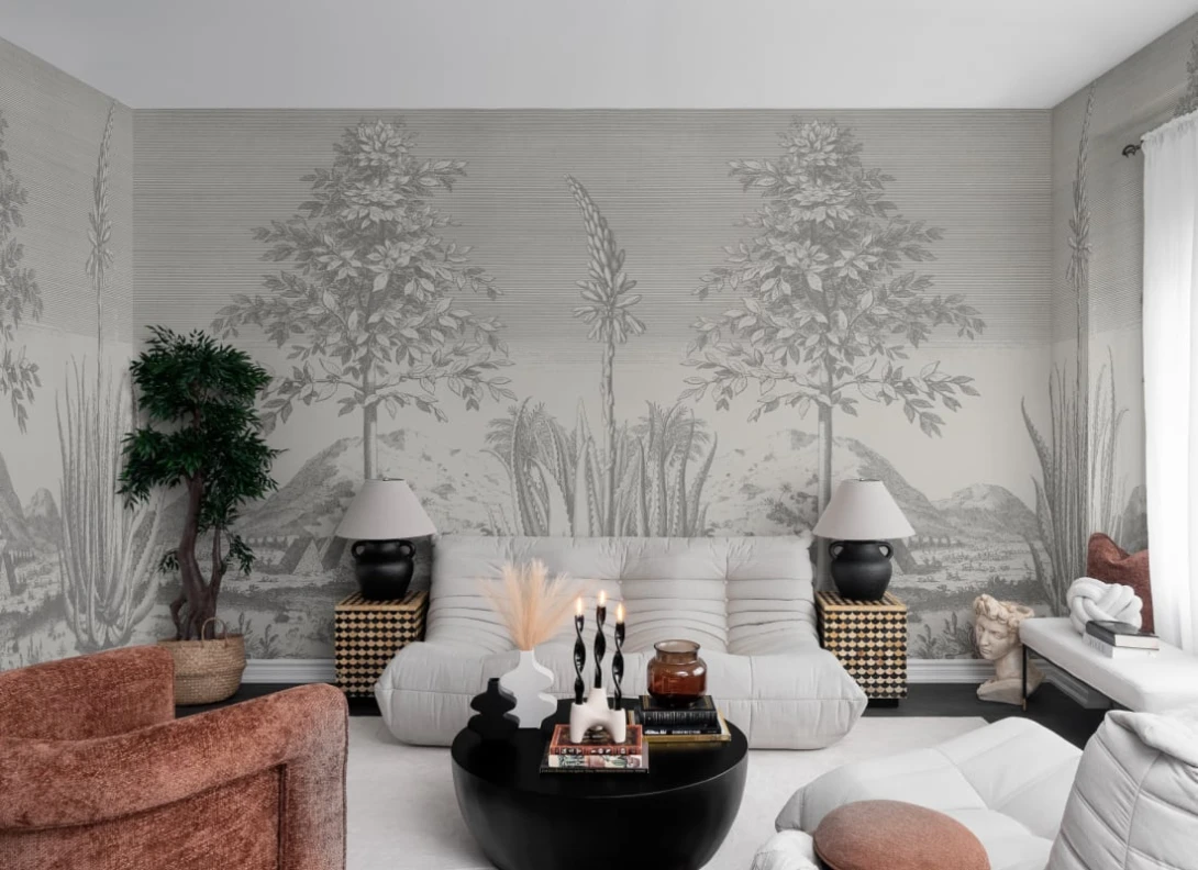 Hovia TR0673GE03W Aloe Grey - mural w tropikalny pejzaż z aloesem