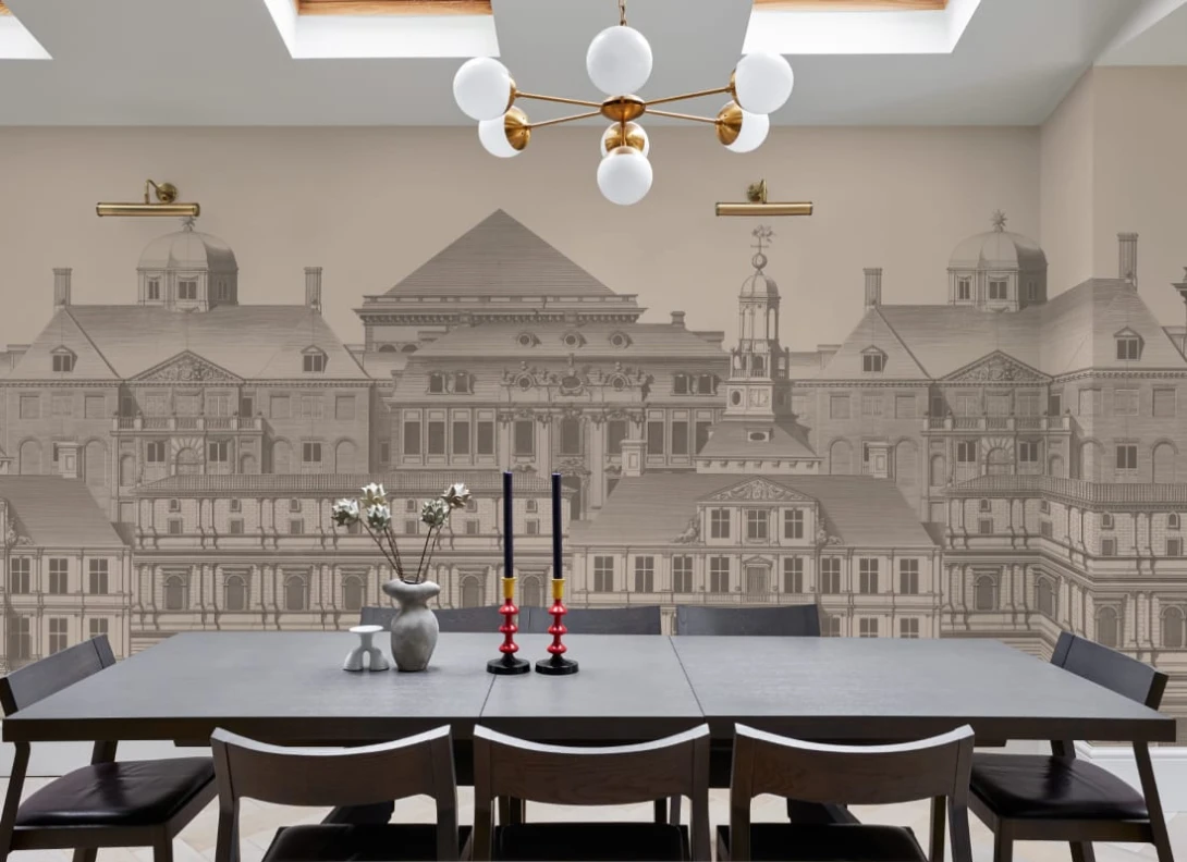 Hovia CI01045GE03W Blueprint Grey - mural z architekturą klasyczną