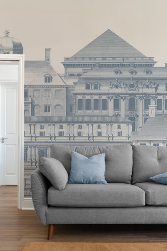 Hovia CI01046BU03W Blueprint Navy - mural z architekturą klasyczną