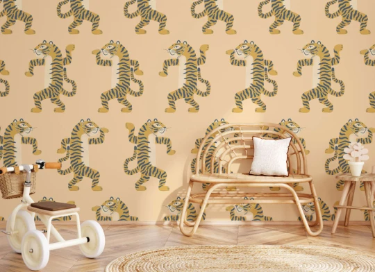 Hovia CH0776YE03W Samba Yellow - mural dziecięcy w tańczące tygrysy