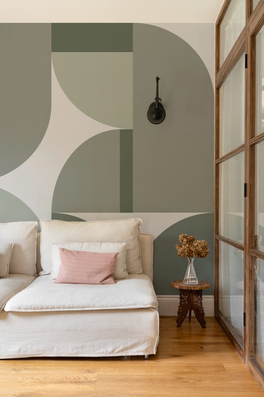 Hovia GE51164GR03W Paragon Green - mural geometryczny retro