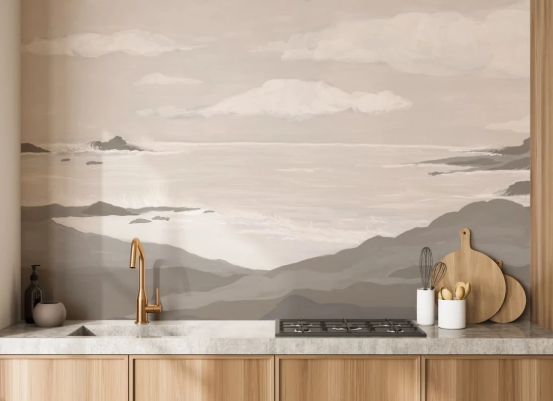 Hovia BE01085BE03W Tidepool Beige - mural w morski pejzaż