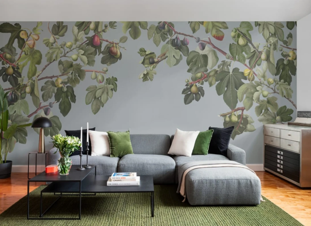 Hovia BT01030BU03W Ficus Blue - mural w gałęzie figowca