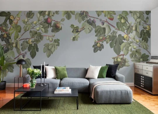 Hovia BT01030BU03W Ficus Blue - mural w gałęzie figowca