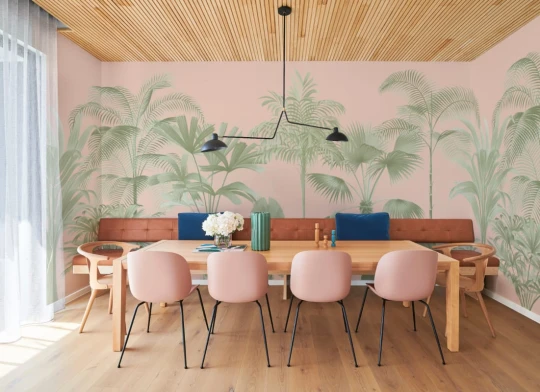 Hovia TR0891PI03W Glow Pink - mural w palmy