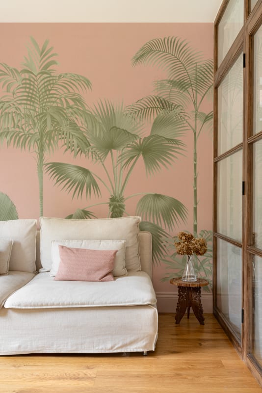 Hovia TR0891PI03W Glow Pink - mural w palmy