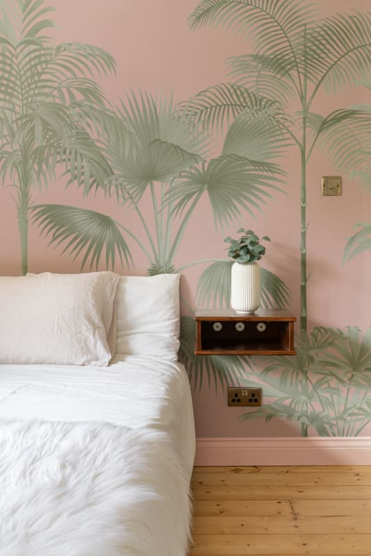 Hovia TR0891PI03W Glow Pink - mural w palmy