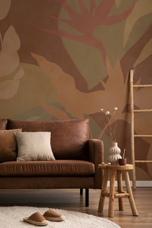 Hovia TR0842DA06W Oaxaca Brown - mural w abstrakcyjne liście