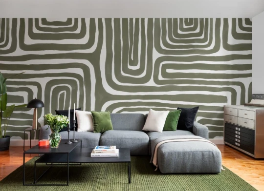 Hovia AB0944GR04W Meandra Olive - mural w labirynt