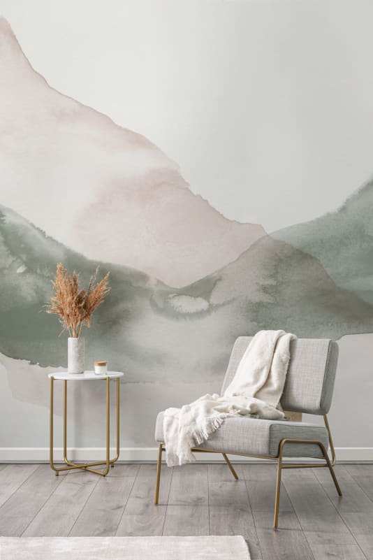 Hovia WA0828GR04W Echo Green - mural abstrakcyjny akwarelowy