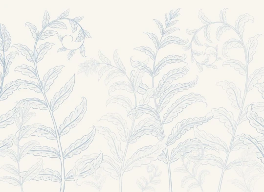 Hovia LE0679BU03W Unfurl Blue - mural w liście paproci