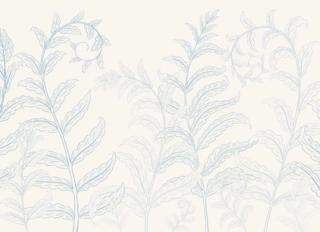 Hovia LE0679BU03W Unfurl Blue - mural w liście paproci